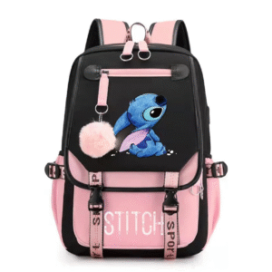 RWBLA Women Girls USB School Bag Large Capacity Stitch Backpack Casual Pink, Multicolored, 46*29*16cm (23424SDQ019)