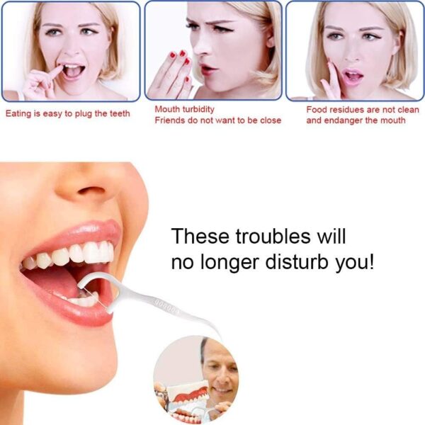 HouChanges Floss Sticks Dental Floss Picks Complete Clean,2 in 1 Dental Toothpick Polyethylene Resistant Dental, Cardamom（30Pcs） - Image 2
