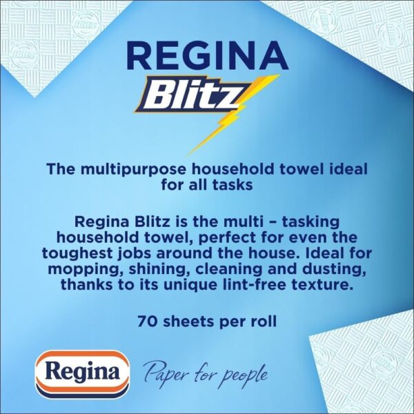 Regina Blitz Household Towels – 2 Rolls Per Pack, 3-ply Kitchen Roll, 70 Sheets Per Roll - Image 2