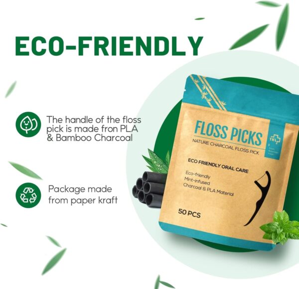 Dental Floss Sticks, Floss Picks, Dental Floss Toothpick Mint, Teeth Stick（50 Picks） - Image 2