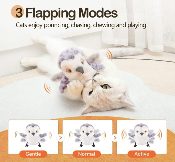Migipaws Cat Toys Flapping Bird, Lifelike Sandpiper Chirping,Touch Activated KittenToy - Image 5