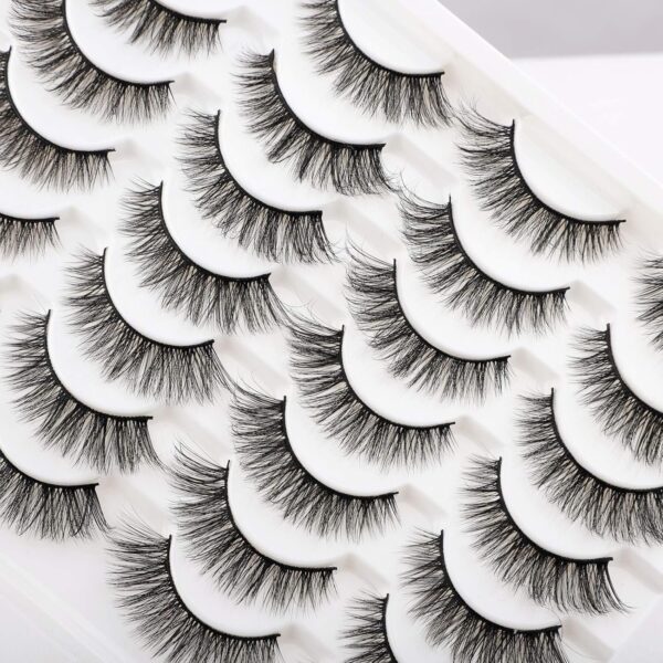 alse Eyelashes Natural 3D Lashes Cat Eye Look Faux Mink Lashes Fluffy Strip 14 Pairs, Multipack - Image 3
