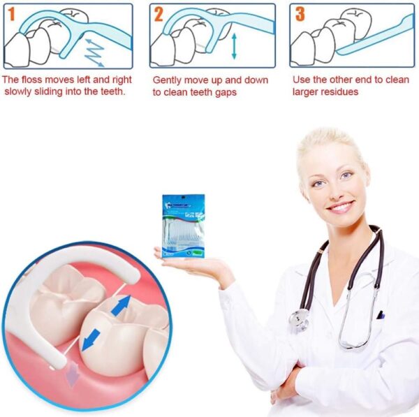 HouChanges Floss Sticks Dental Floss Picks Complete Clean,2 in 1 Dental Toothpick Polyethylene Resistant Dental, Cardamom（30Pcs） - Image 4