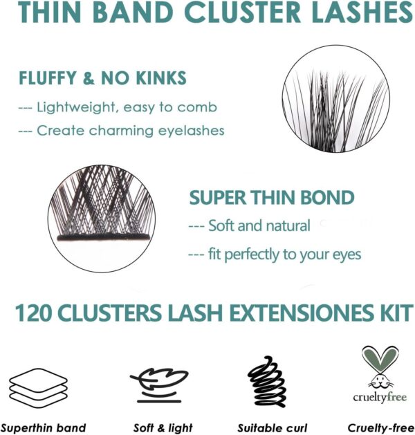 SISILILY Lash Extension Kit-Individual Lashes with Bond and Seal-120 Lash,  Tweezers C D Curl 10/12/14/15/16mm（DM17-mix) - Image 3
