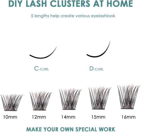 SISILILY Lash Extension Kit-Individual Lashes with Bond and Seal-120 Lash,  Tweezers C D Curl 10/12/14/15/16mm（DM17-mix) - Image 4