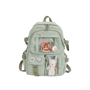 Kawaii Backpack with Pendant, Large Capacity Cute Bear Accessories Backpack for School