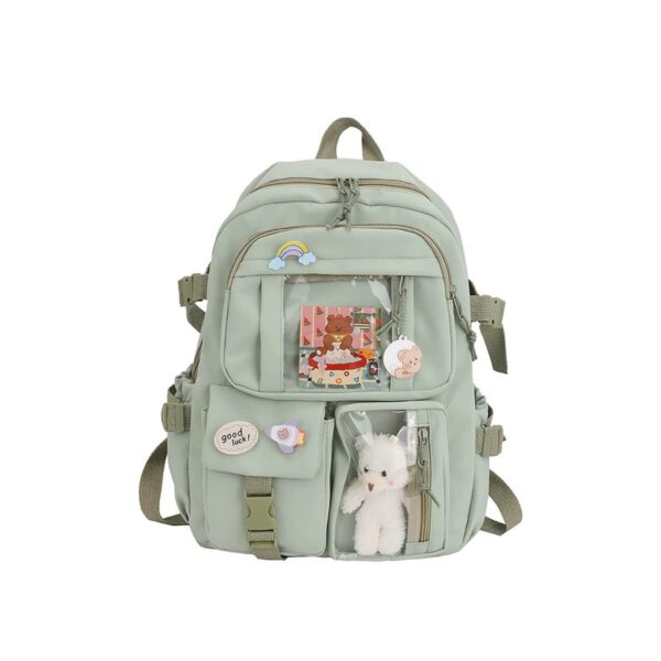 Kawaii Backpack with Pendant, Large Capacity Cute Bear Accessories Backpack for School