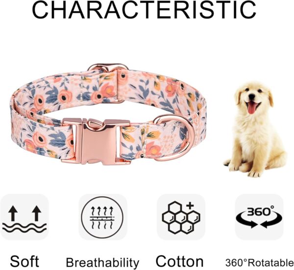 Dog Collar, Adjustable Dog Collars with Metal Quick Release Buckle, Daisy Tie & Bow tie Collar Dogs Collars (Orange) - Image 6