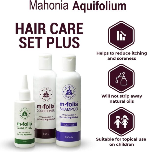 M-FOLIA Hair Care Set Plus Combination Pack containing M-Folia Psoriasis Shampoo Scalp Oil and Conditioner - Image 5