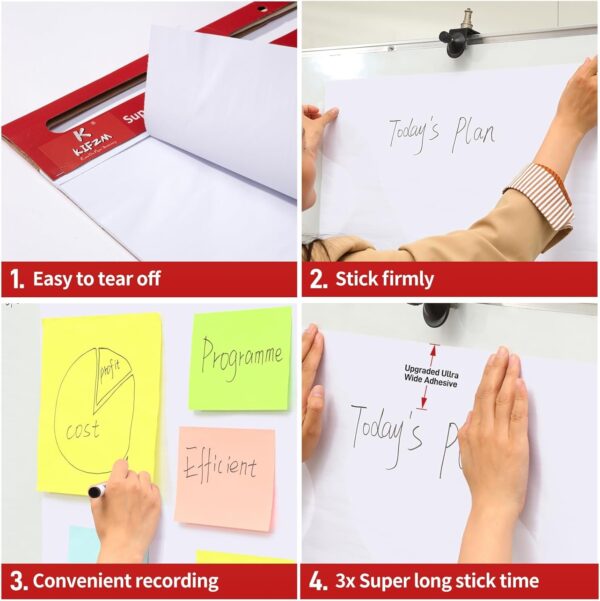 3 Pads-Large Sticky Easel Pad, 25x30 Inches White Self Stick Flip Chart Paper for Office Team Work School Classroom Supplies - 635mm x 762 mm,30 Sheets/Pad - Image 5
