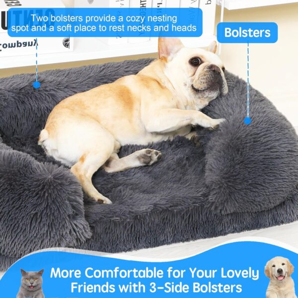Dog Bed Medium - Pet Bed with Sofa Pillow, Fluffy Dog Sofa, Luxury Dog Bed with Fluffy Plush, Orthopedic Foam - Image 6